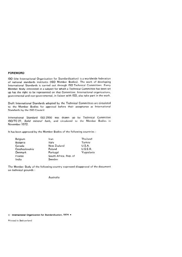 ISO 2950:1974 ISO 2950:1974 - Brown coals and lignites -- Classification by types on the basis of total moisture content and tar yield - Page 2 preview