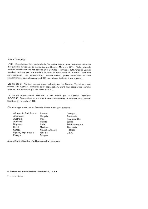 ISO 2951:1974 ISO 2951:1974 - Élastomeres vulcanisés -- Détermination de la résistance d'isolement - Page 2 preview