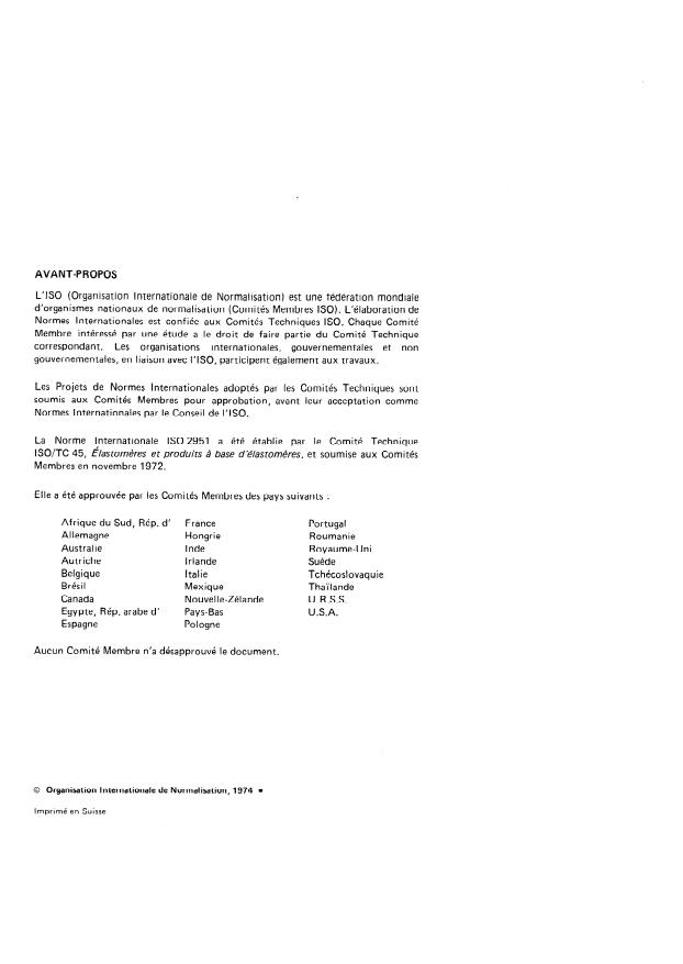 ISO 2951:1974 ISO 2951:1974 - Élastomeres vulcanisés -- Détermination de la résistance d'isolement - Page 2 preview