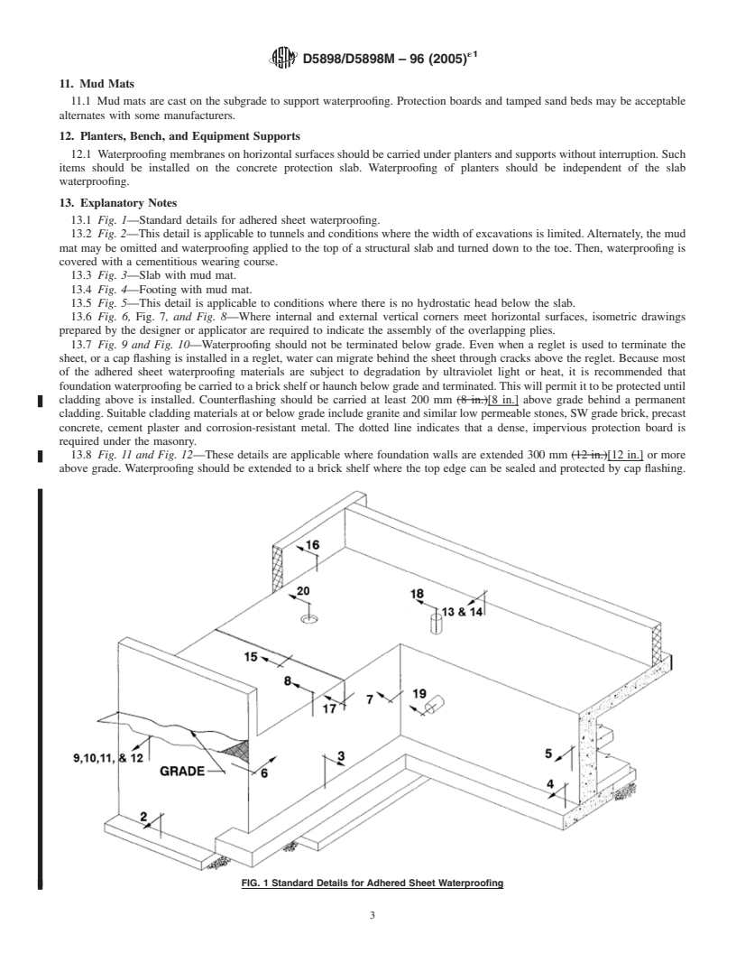 REDLINE ASTM D5898/D5898M-96(2005)e1 - Standard Guide for Standard Details for Adhered Sheet Waterproofing