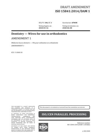 ISO 15841:2014/PRF Amd 1:Version 25-apr-2020