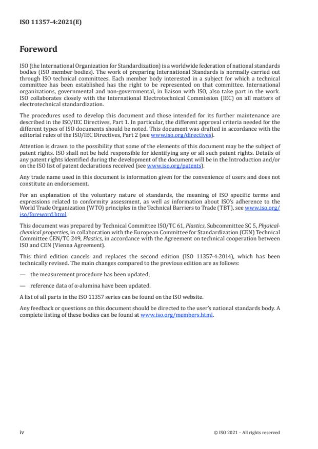 ISO 11357-4:2021 ISO 11357-4:2021 - Plastics -- Differential scanning calorimetry (DSC) - Page 4 preview