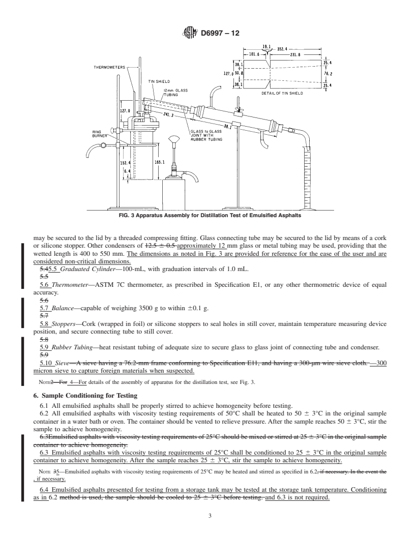 REDLINE ASTM D6997-12 - Standard Test Method for Distillation of Emulsified Asphalt