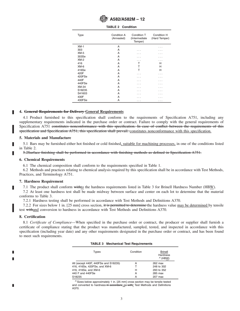 REDLINE ASTM A582/A582M-12 - Standard Specification for  Free-Machining Stainless Steel Bars