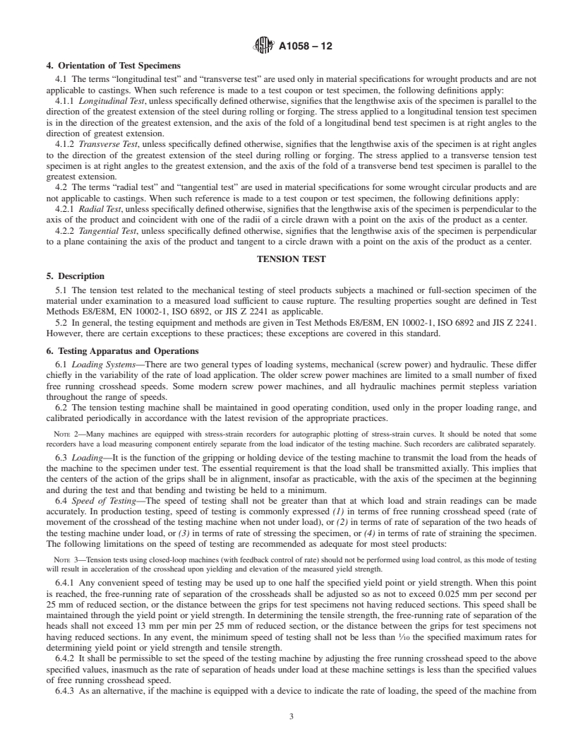 REDLINE ASTM A1058-12 - Standard Test Methods for Mechanical Testing of Steel Products&mdash;Metric