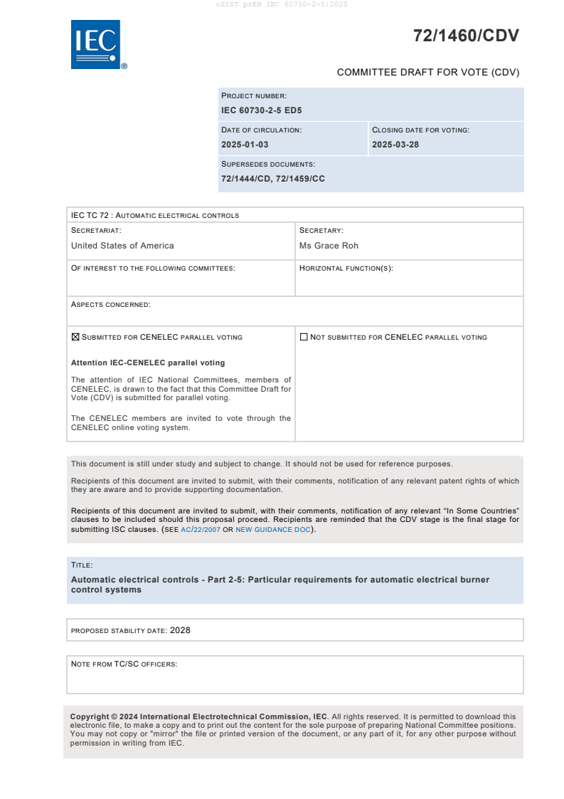 prEN IEC 60730-2-5:2025 - BARVE