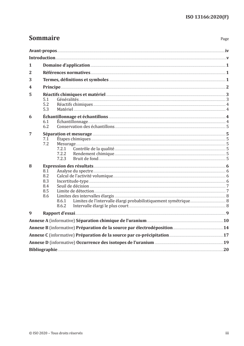 ISO 13166:2020 - Qualité de l'eau — Isotopes de l'uranium — Méthode d'essai par spectrométrie alpha
Released:8/4/2020