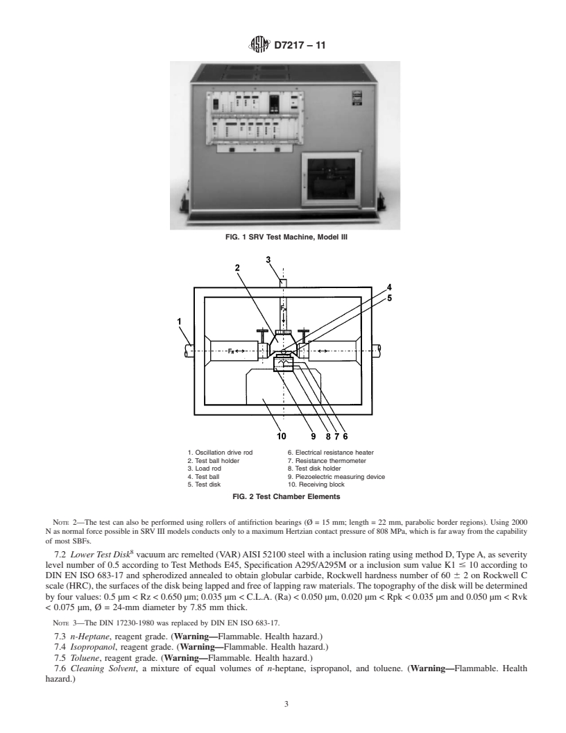 REDLINE ASTM D7217-11 - Standard Test Method for Determining Extreme Pressure Properties of Solid Bonded Films Using a High-Frequency, Linear-Oscillation (SRV) Test Machine