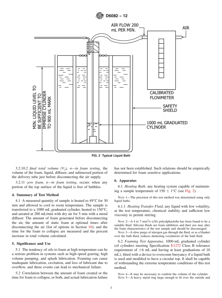 ASTM D6082-12 - Standard Test Method for High Temperature Foaming Characteristics of Lubricating Oils