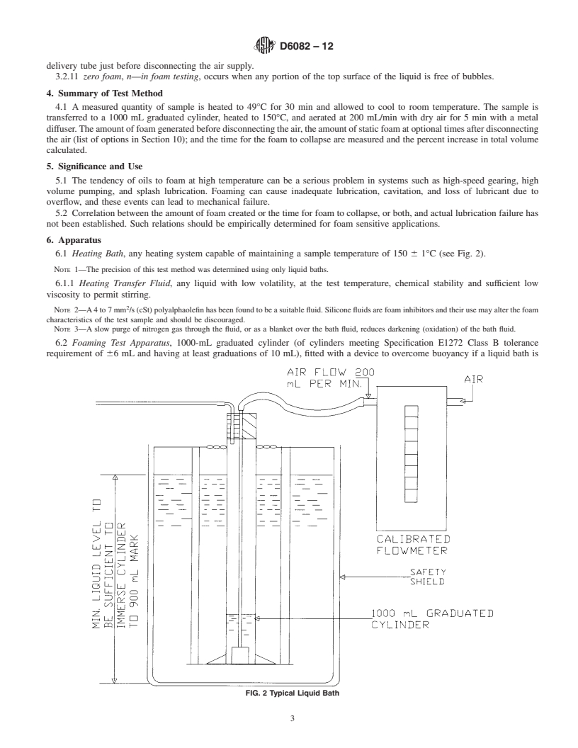 REDLINE ASTM D6082-12 - Standard Test Method for High Temperature Foaming Characteristics of Lubricating Oils