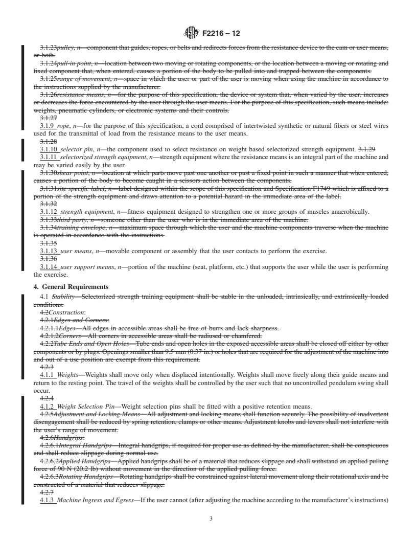 REDLINE ASTM F2216-12 - Standard Specification for Selectorized Strength Equipment