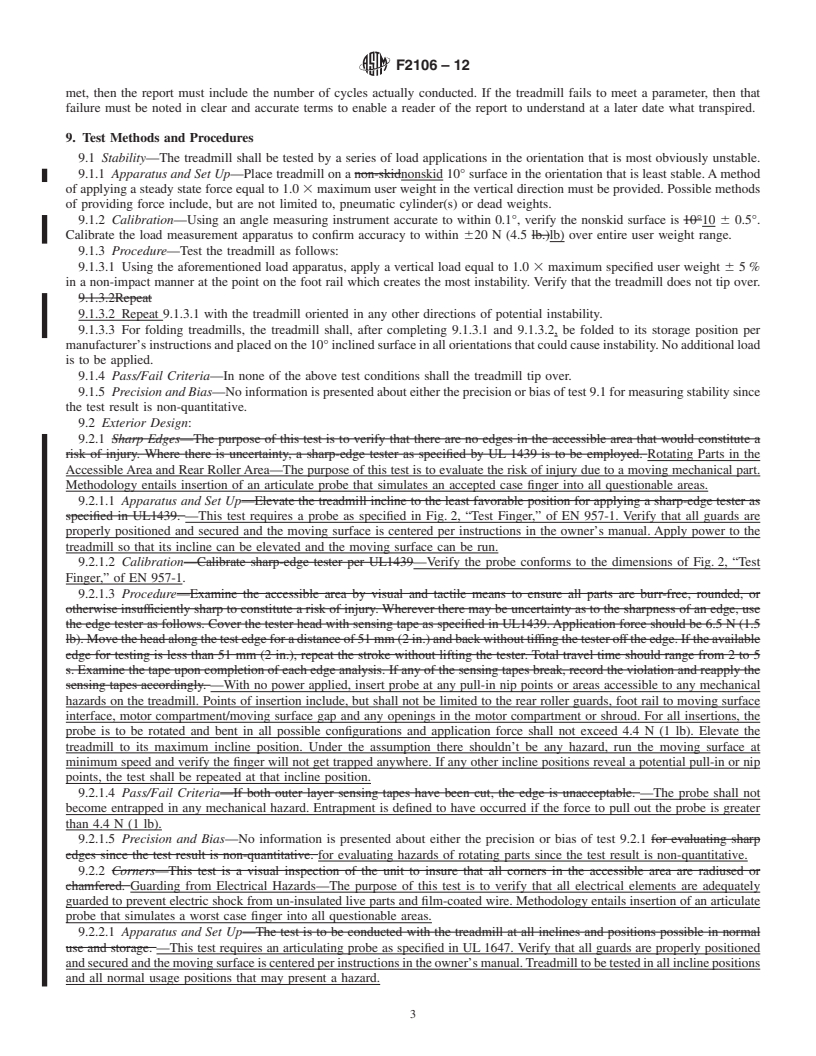 REDLINE ASTM F2106-12 - Standard Test Methods for Evaluating Design and Performance Characteristics of Motorized Treadmills