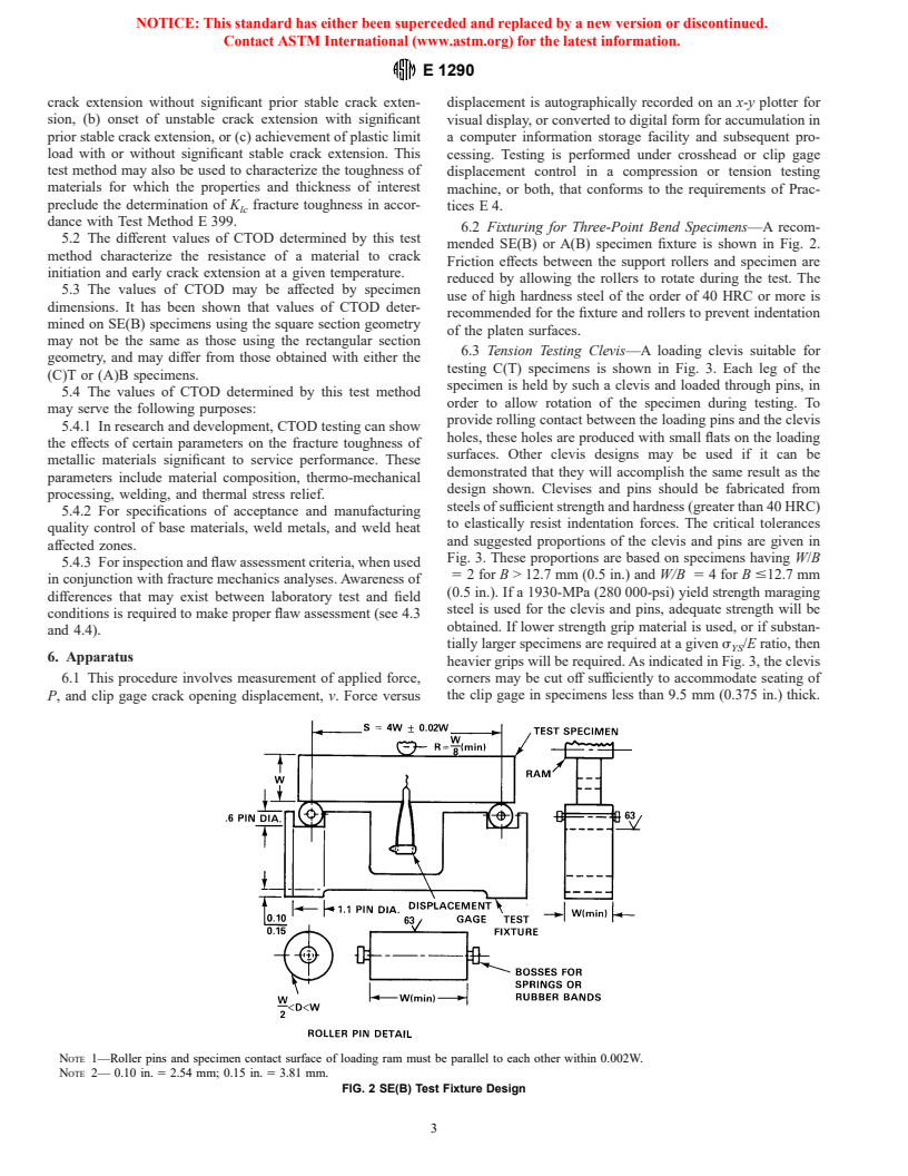 ASTM E1290-99 - Standard Test Method for Crack-Tip Opening Displacement (CTOD) Fracture Toughness Measurement