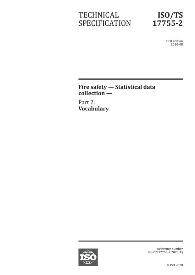 ISO/TS 17755-2:2020 - Fire safety -- Statistical data collection