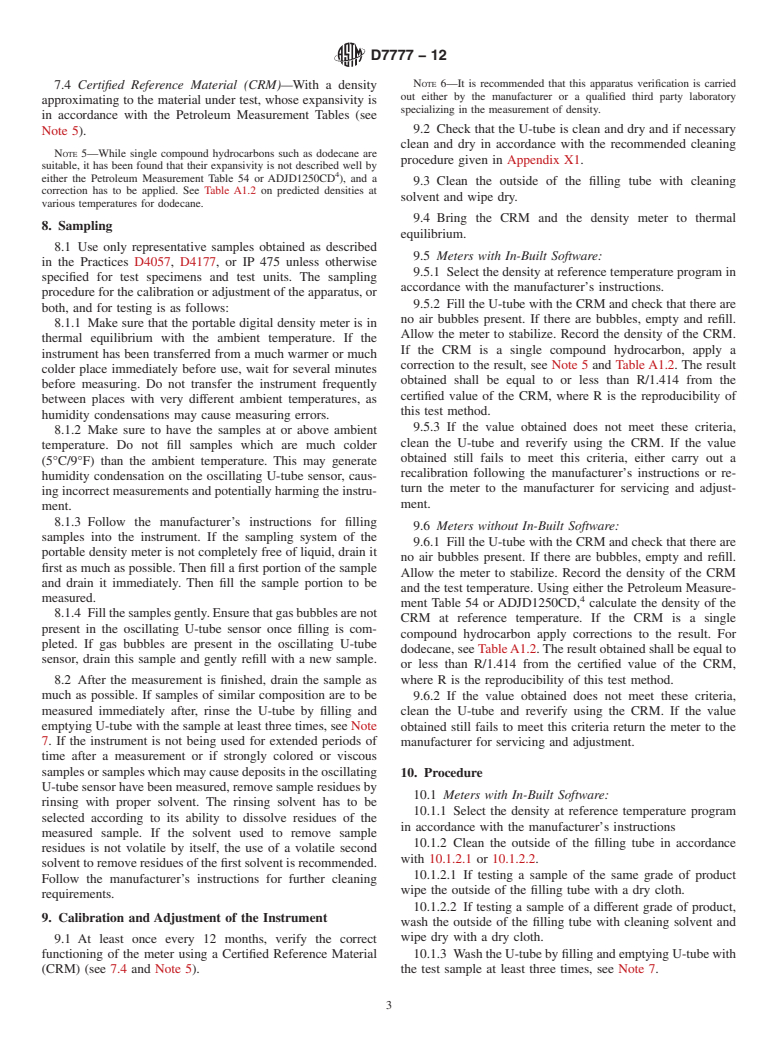 ASTM D7777-12 - Standard Test Method for Density, Relative Density, or API Gravity of Liquid Petroleum by Portable Digital Density Meter