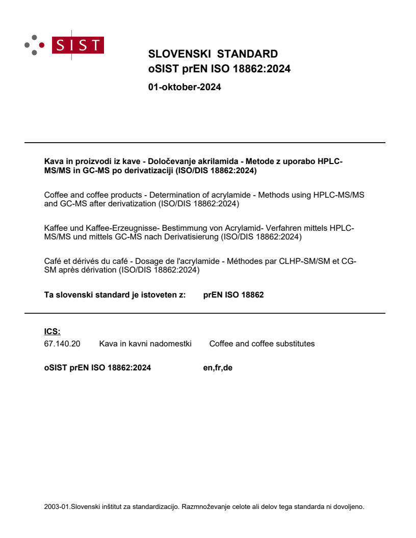 prEN ISO 18862:2024 - BARVE