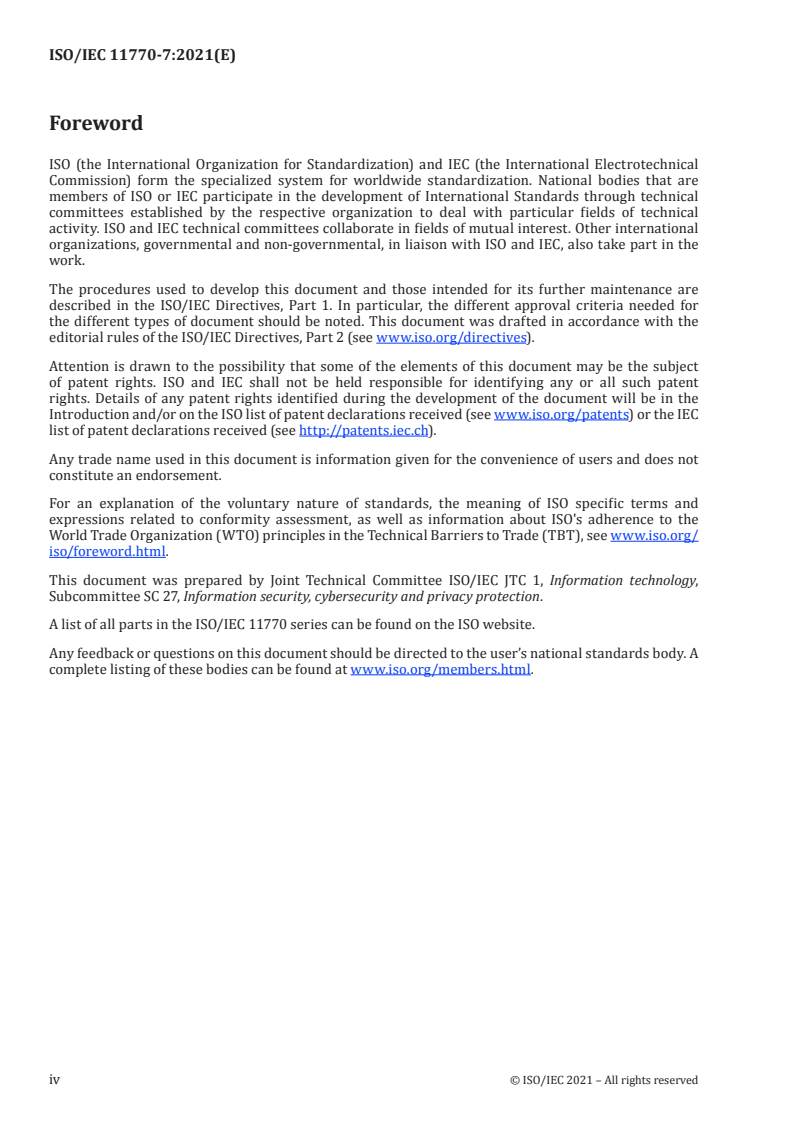 ISO/IEC 11770-7:2021 ISO/IEC 11770-7:2021 - Information security — Key management — Part 7: Cross-domain password-based authenticated key exchange
Released:7/6/2021 - Page 4 preview
