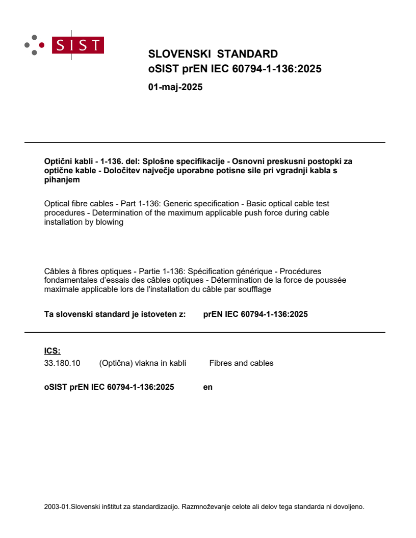 EN IEC 60794-1-136:2026 prEN IEC 60794-1-136:2025 - BARVE - Page 1 preview
