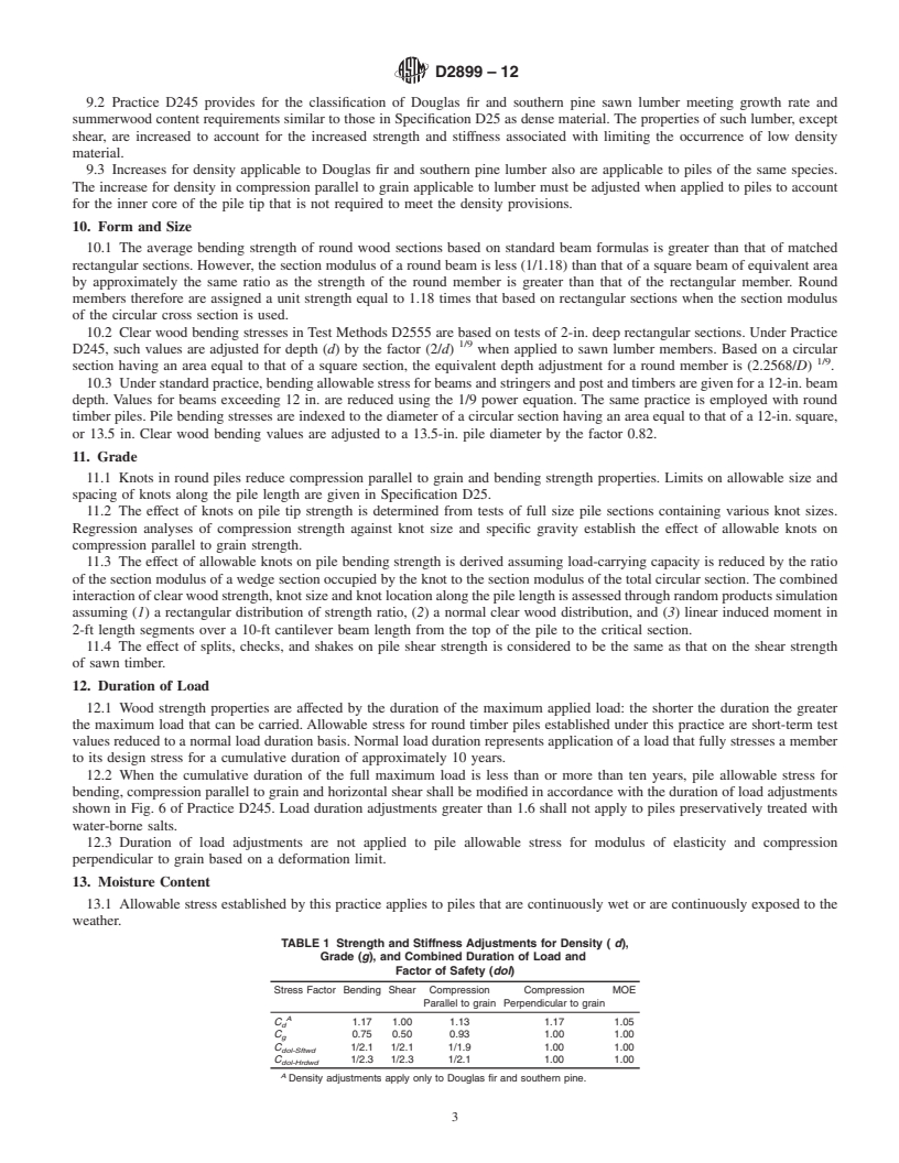 REDLINE ASTM D2899-12 - Standard Practice for  Establishing Allowable Stresses for Round Timber Piles