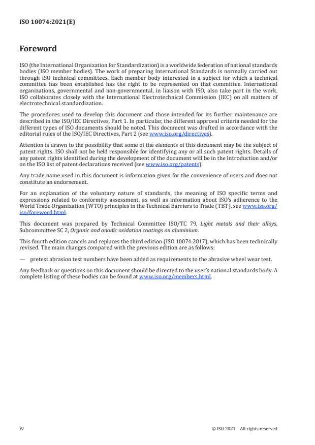 ISO 10074:2021 ISO 10074:2021 - Anodizing of aluminium and its alloys -- Specification for hard anodic oxidation coatings on aluminium and its alloys - Page 4 preview