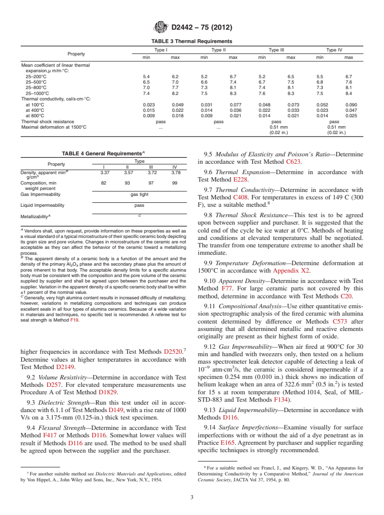 ASTM D2442-75(2012) - Standard Specification for  Alumina Ceramics for Electrical and Electronic Applications