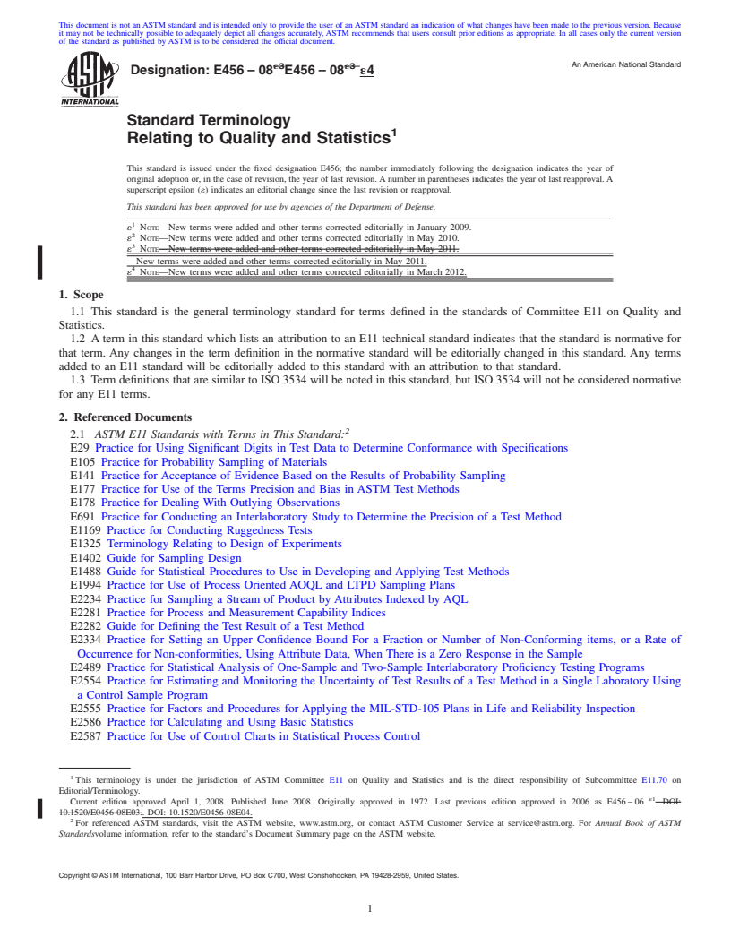 REDLINE ASTM E456-08e4 - Standard Terminology  Relating to Quality and Statistics