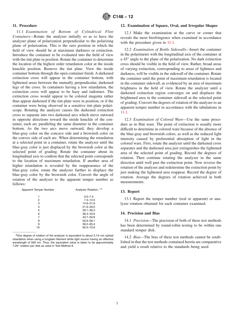 ASTM C148-12 - Standard Test Methods for Polariscopic Examination of Glass Containers