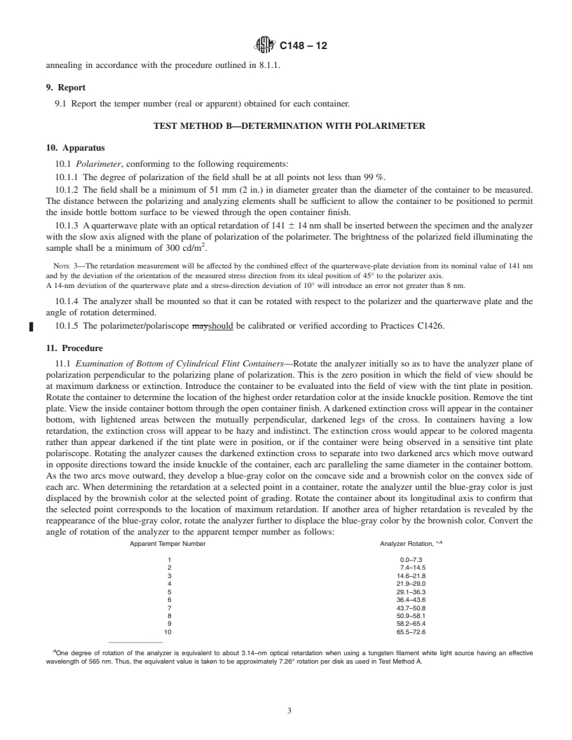 REDLINE ASTM C148-12 - Standard Test Methods for Polariscopic Examination of Glass Containers