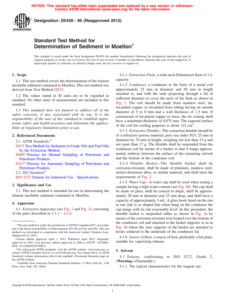 ASTM D5439-95(2012) - Standard Test Method for Determination of Sediment in Moellon