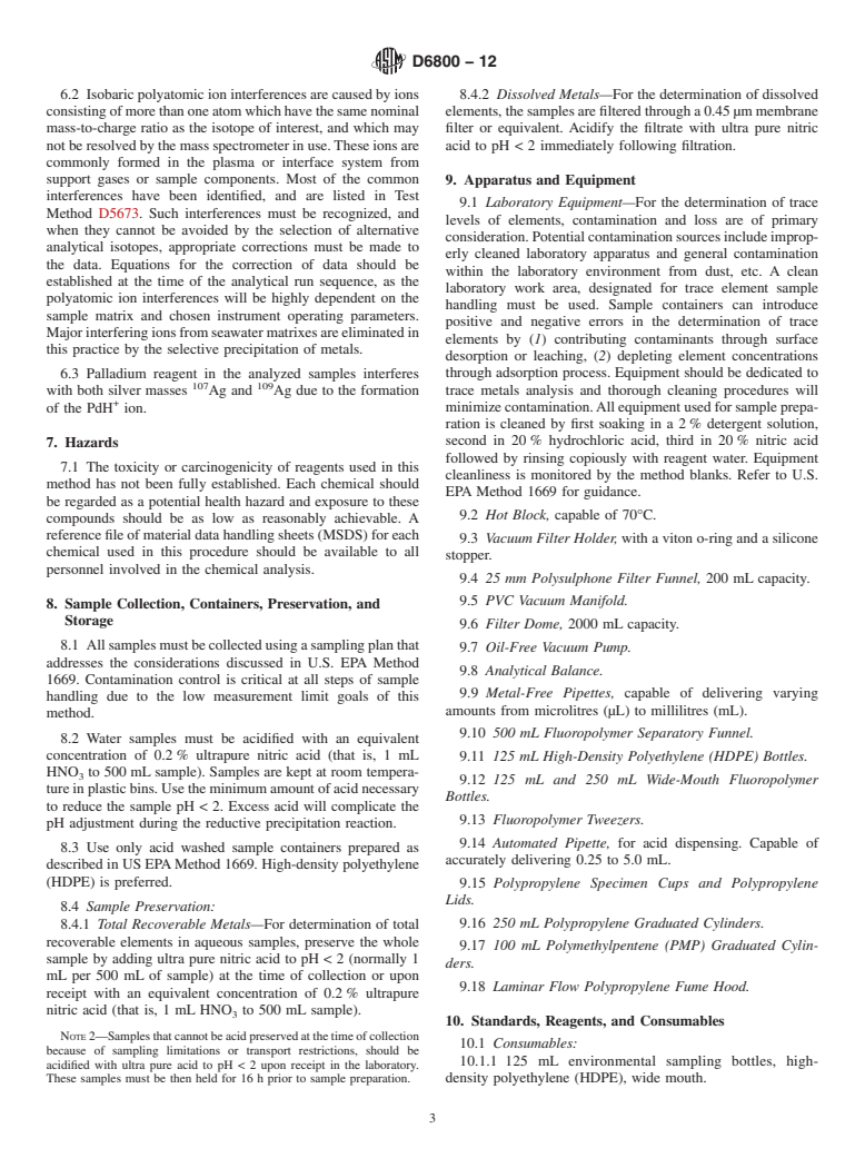 ASTM D6800-12 - Standard Practice for Preparation of Water Samples Using Reductive Precipitation Preconcentration Technique for ICP-MS Analysis of Trace Metals