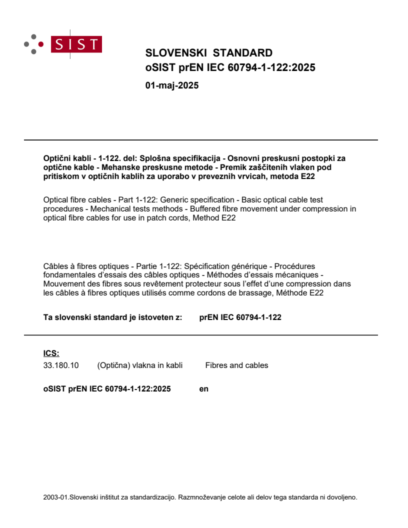 prEN IEC 60794-1-122:2025 - BARVE