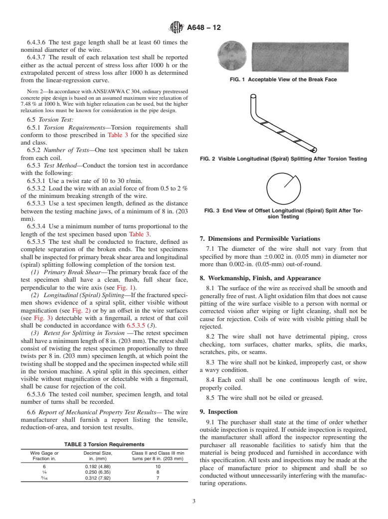 ASTM A648-12 - Standard Specification for  Steel Wire, Hard-Drawn for Prestressed Concrete Pipe