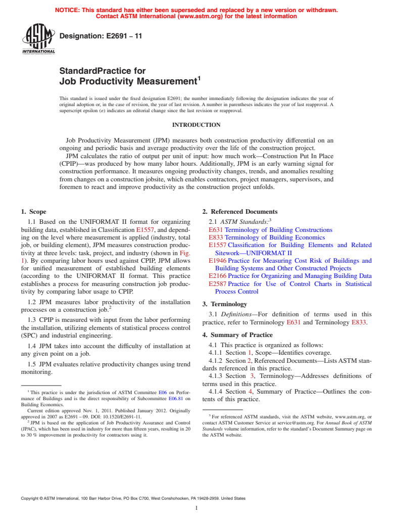 ASTM E2691-11 - Standard Practice for Job Productivity Measurement