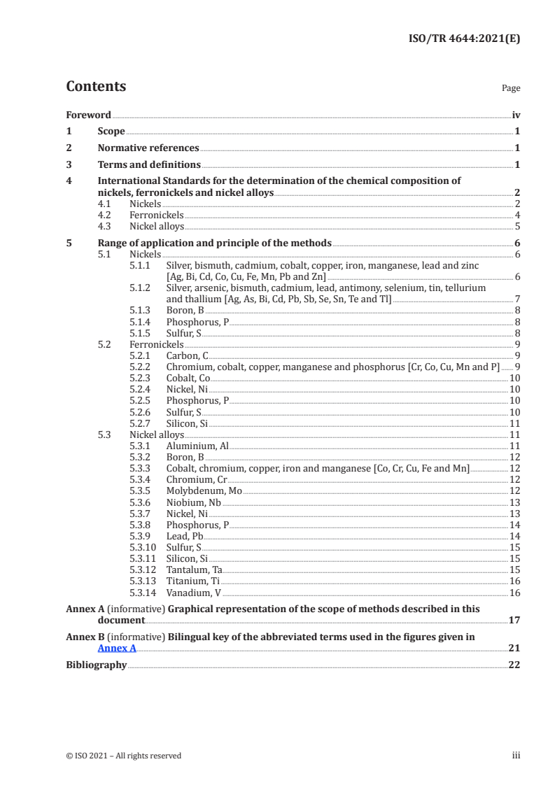 ISO/TR 4644:2021 - Nickels, ferronickels and nickel alloys — Standards for the determination of chemical composition
Released:8/27/2021