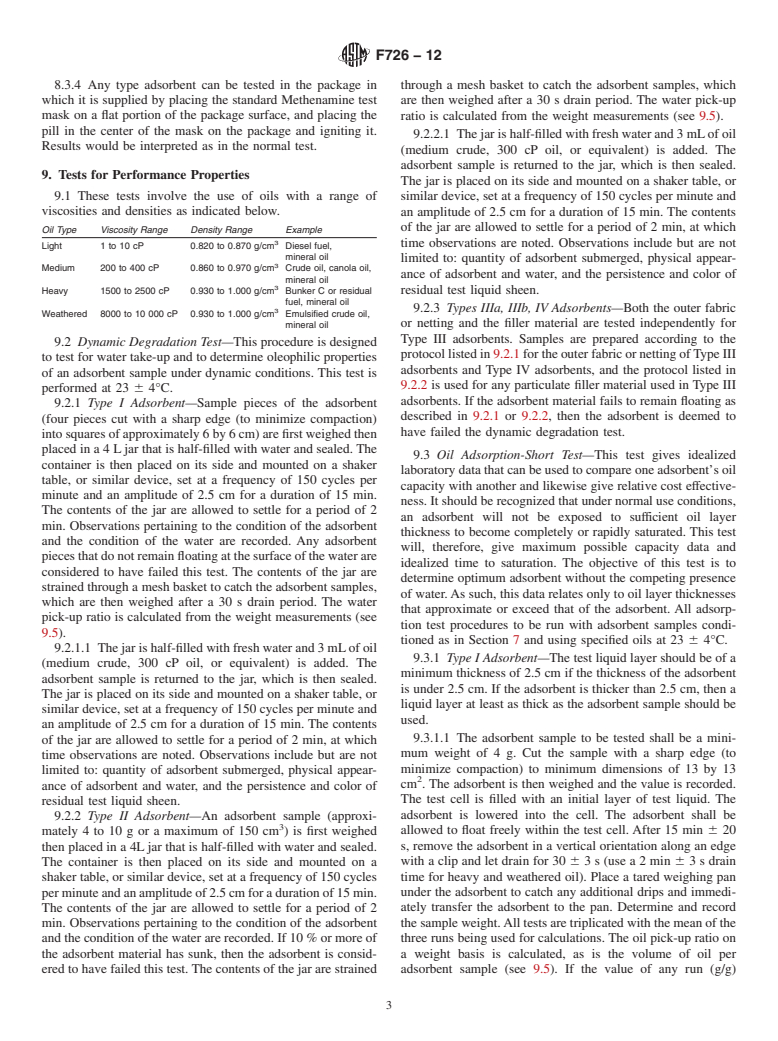 ASTM F726-12 - Standard Test Method for Sorbent Performance of Adsorbents