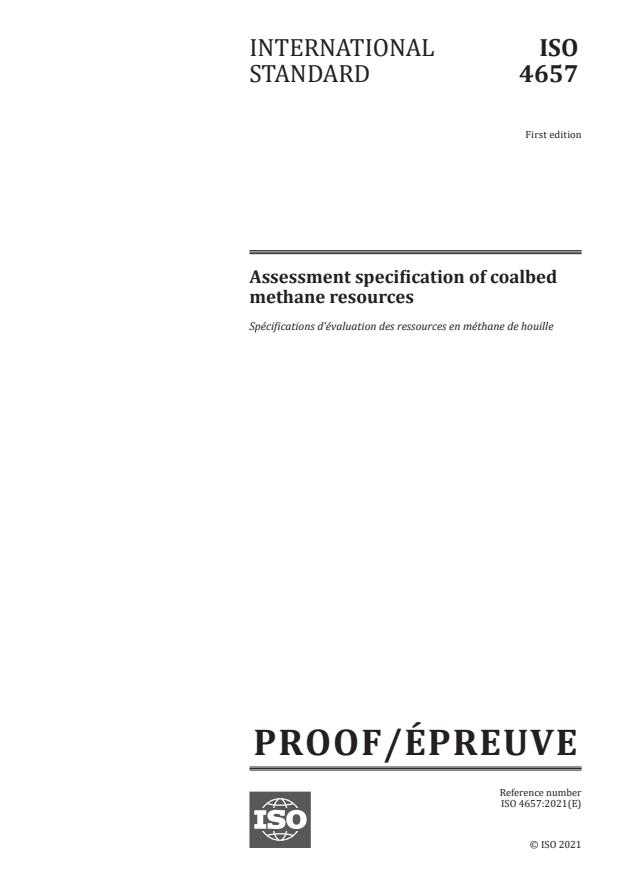 ISO/PRF 4657 - Assessment specification of coalbed methane resources