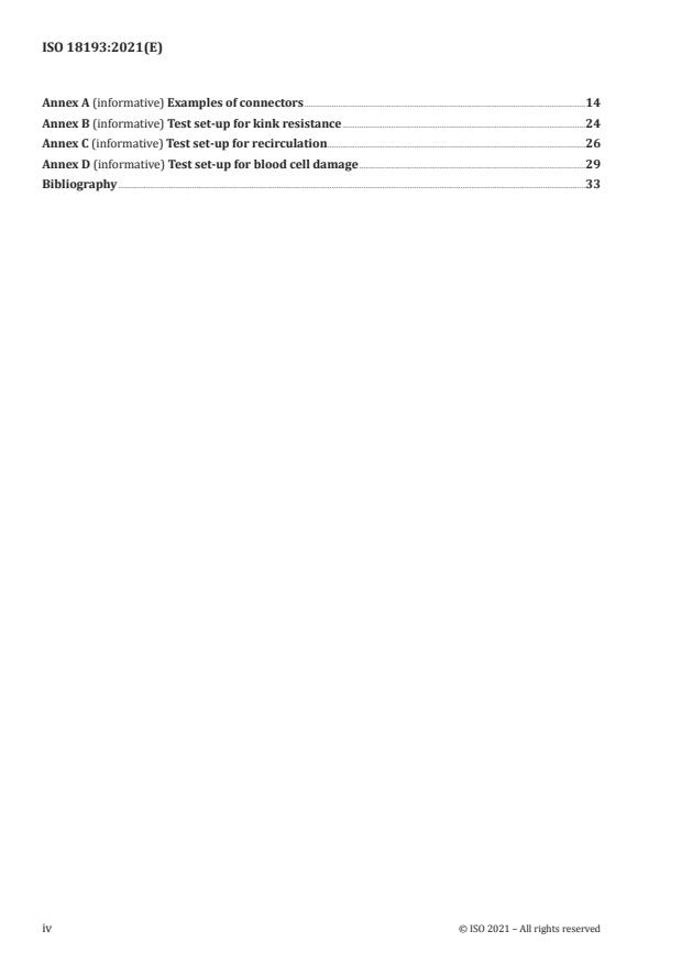 ISO 18193:2021 ISO 18193:2021 - Cardiovascular implants and artificial organs -- Cannulae for extracorporeal circulation - Page 4 preview