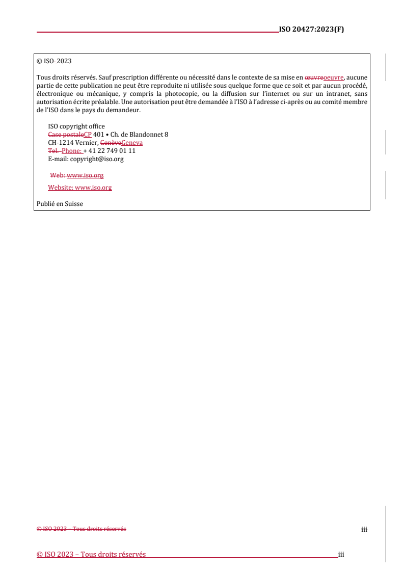 REDLINE ISO 20427:2023 - Pigments et matières de charge — Mode opératoire de dispersion pour la détermination granulométrique basée sur la sédimentation des pigments ou matières de charge en suspension par des méthodes de sédimentation dans un liquide
Released:9/26/2024