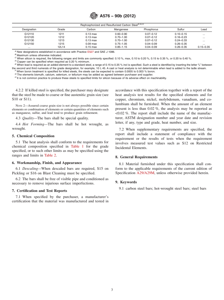 ASTM A576-90b(2012) - Standard Specification for  Steel Bars, Carbon, Hot-Wrought, Special Quality