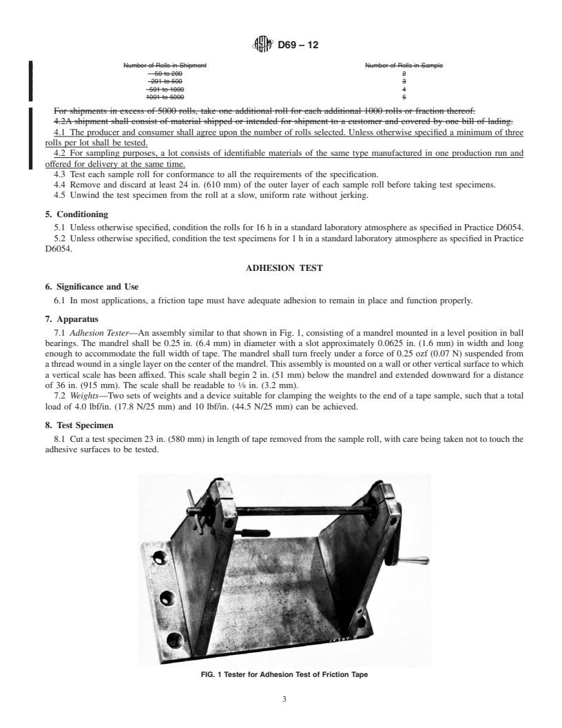 REDLINE ASTM D69-12 - Standard Test Methods for  Friction Tapes