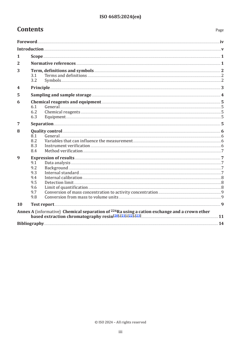 ISO 4685:2024 - Water quality — Radium 226 — Test method using ICP-MS
Released:9. 01. 2024