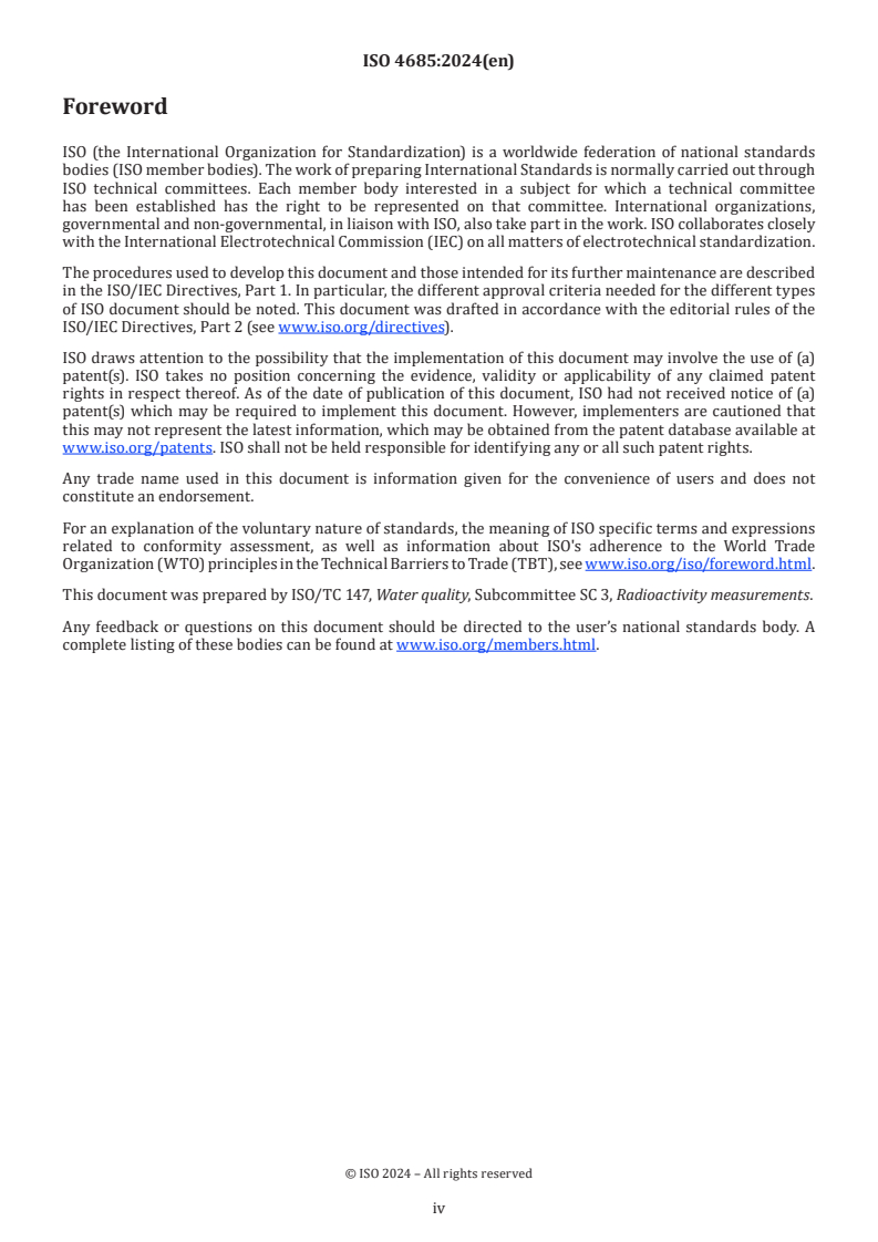 ISO 4685:2024 ISO 4685:2024 - Water quality — Radium 226 — Test method using ICP-MS
Released:9. 01. 2024 - Page 4 preview