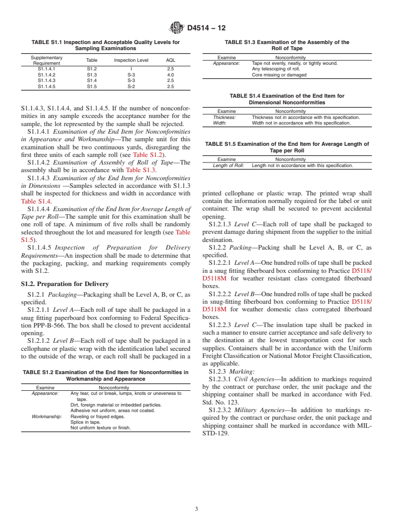 ASTM D4514-12 - Standard Specification for  Friction Tape (Withdrawn 2020)