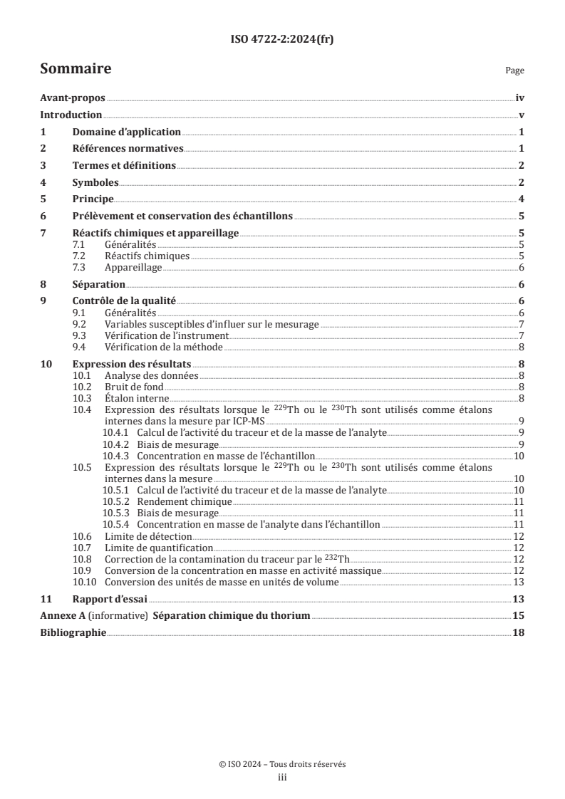 ISO 4722-2:2024 - Qualité de l'eau — Thorium 232 — Partie 2: Méthode d’essai par ICP-MS
Released:12/2/2024