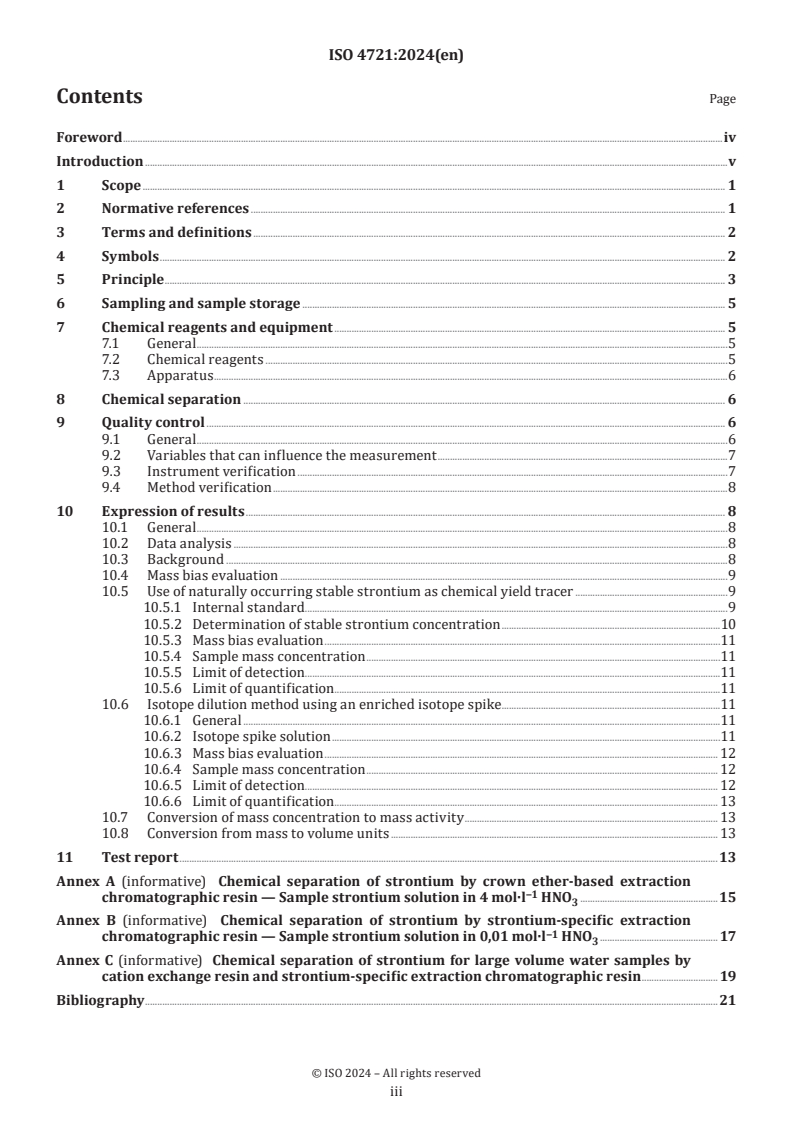 ISO 4721:2024 - Water quality — Strontium 90 — Test method using ICP-MS
Released:12/2/2024