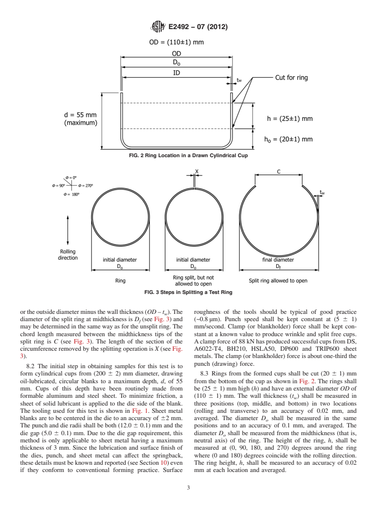 ASTM E2492-07(2012) - Standard Test Method for Evaluating Springback of ...