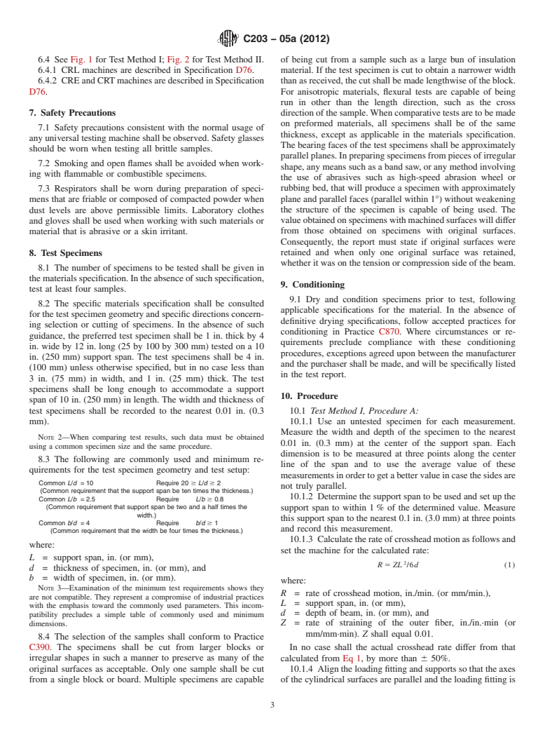 ASTM C203-05a(2012) - Standard Test Methods for  Breaking Load and Flexural Properties of Block-Type Thermal Insulation