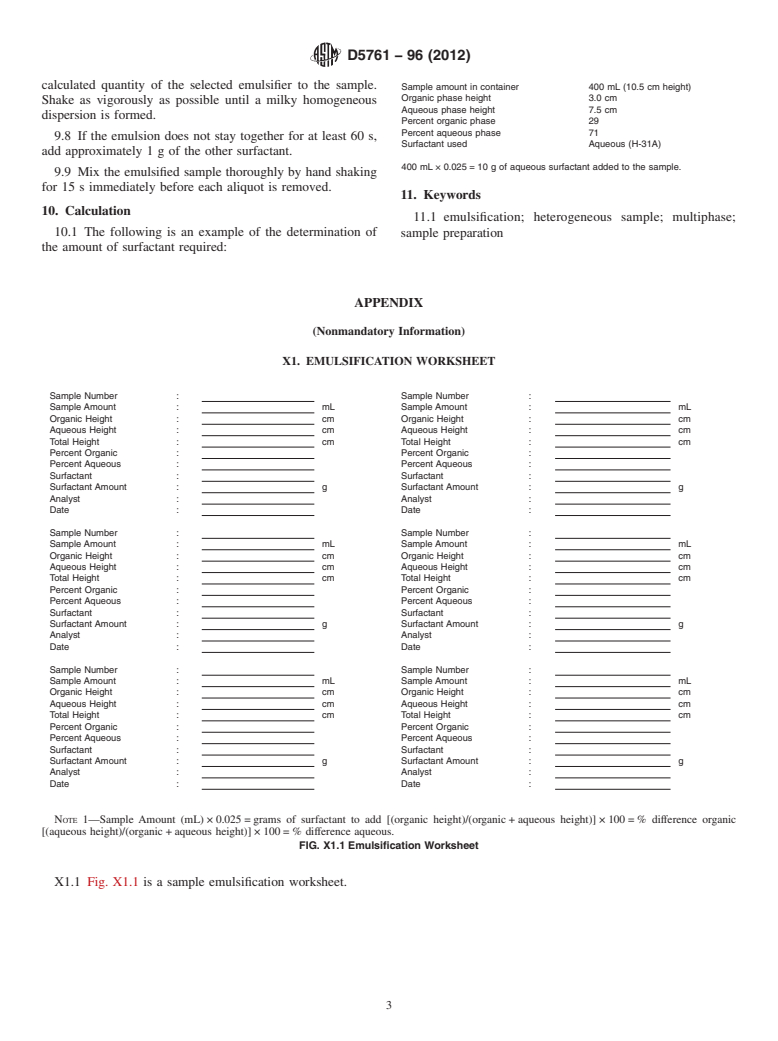 ASTM D5761-96(2012) - Standard Practice for Emulsification/Suspension of Multiphase Fluid Waste Materials