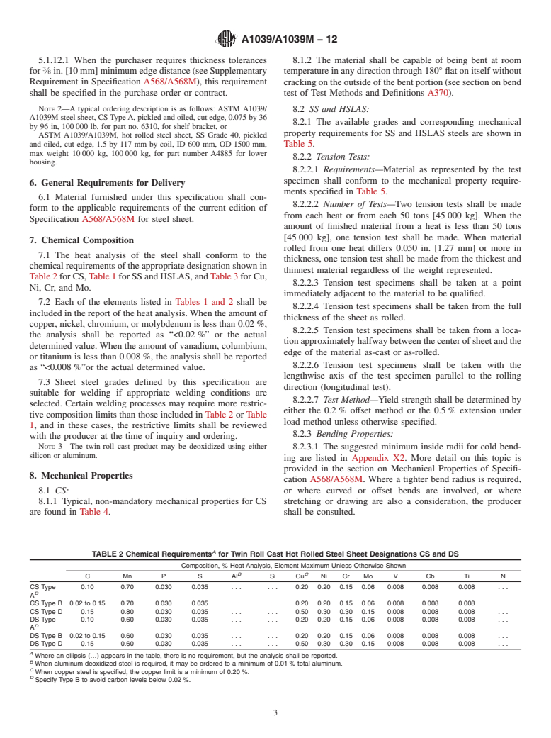 ASTM A1039/A1039M-12 - Standard Specification for Steel, Sheet, Hot Rolled, Carbon, Commercial, Structural, and High-Strength Low-Alloy, Produced by Twin-Roll Casting Process