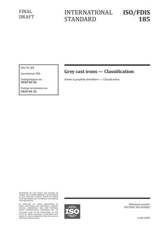 ISO 185:2020 - Grey cast irons -- Classification